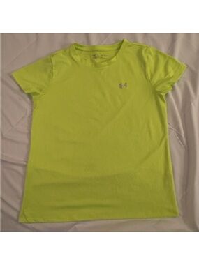 Under Armour Girls LG HeatGear Neon Green Short Sleeve Athletic Tee